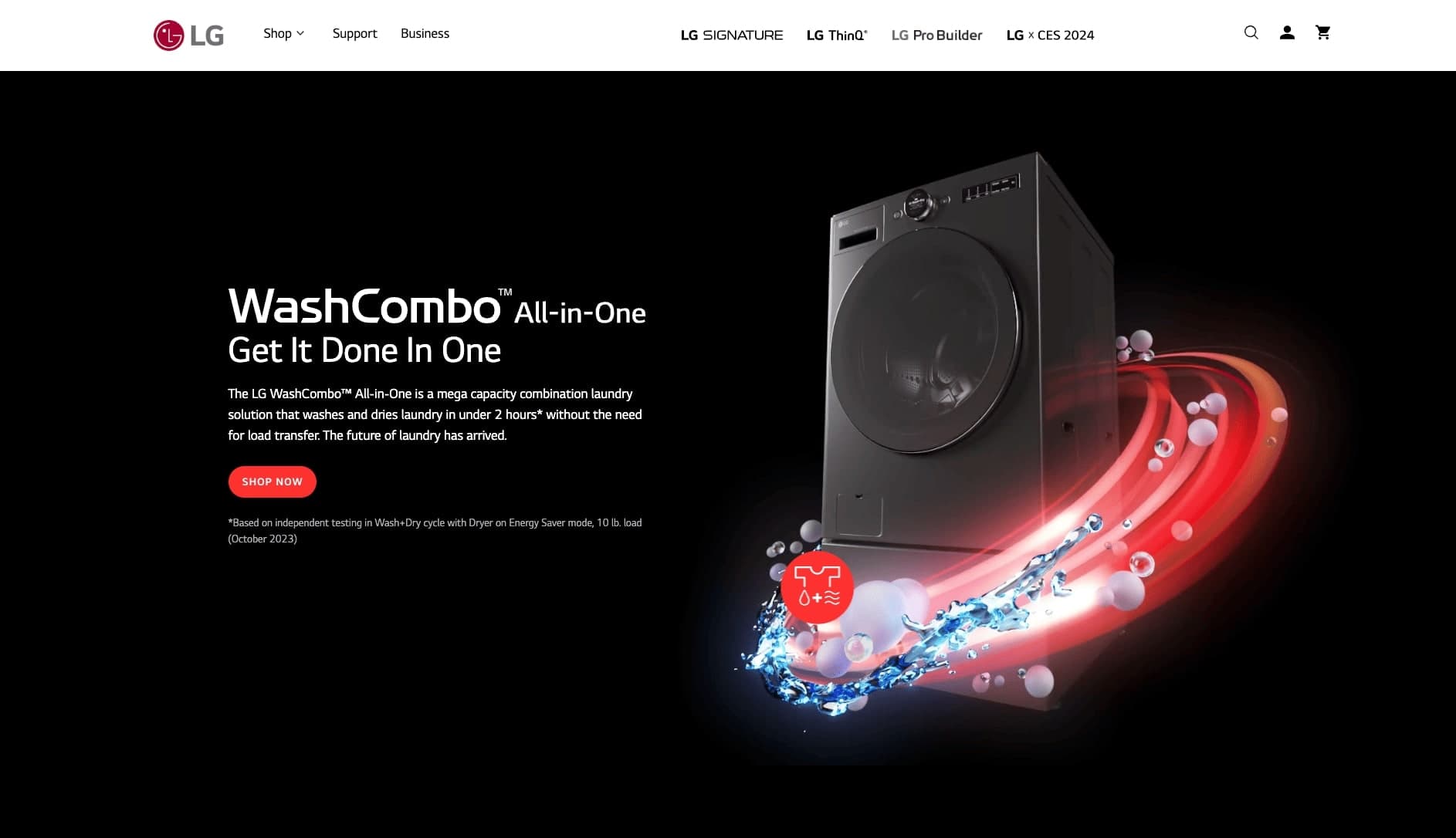 LG WashCombo™ Microsite product screenshot